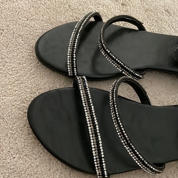 Black Rhinestone Sandals - Picture 2 of 3